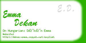 emma dekan business card